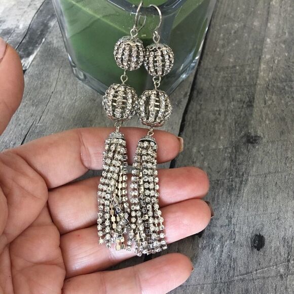 Cristabelle Crystal Tassel Fringe Earrings - Picture 1 of 3